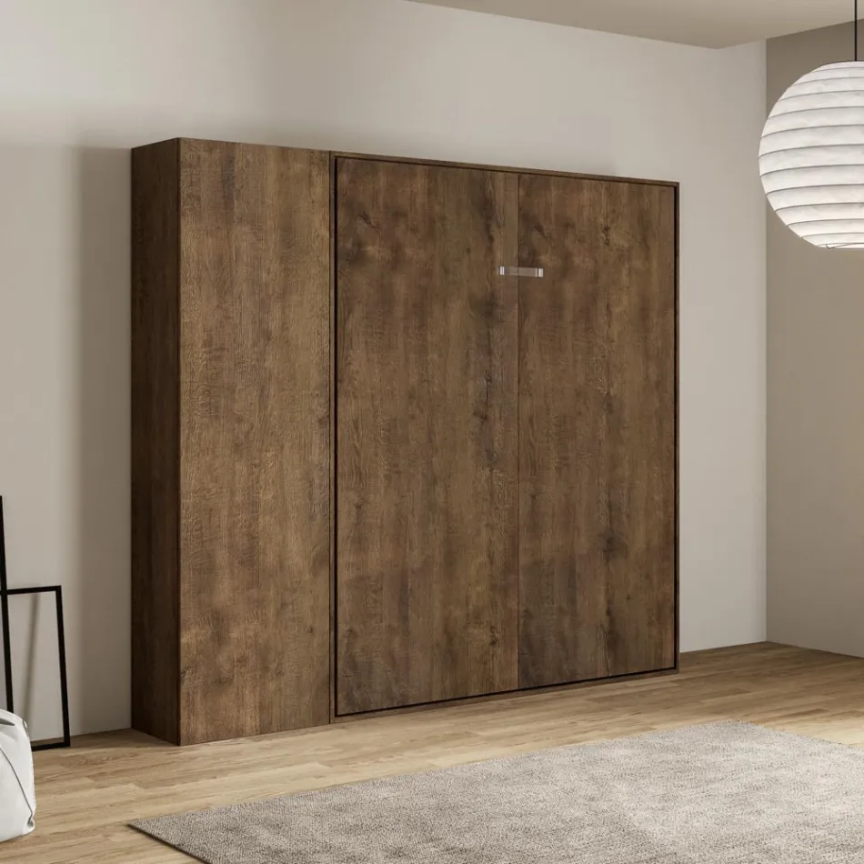 Vertical Foldaway Double Bed with Column - Magicompare Viadurini