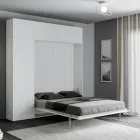 Vertical Foldaway Double Bed with Wall Unit and Column - Magicompare Viadurini
