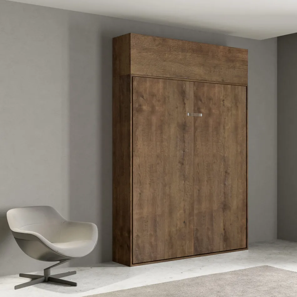 Vertical Foldaway Double Bed with Wall Unit - Magicompare Viadurini