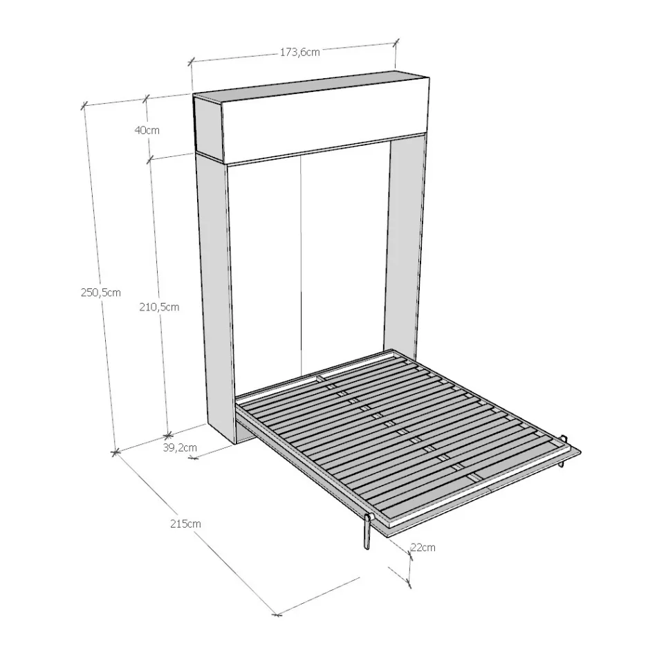 Vertical Foldaway Double Bed with Wall Unit - Magicompare Viadurini