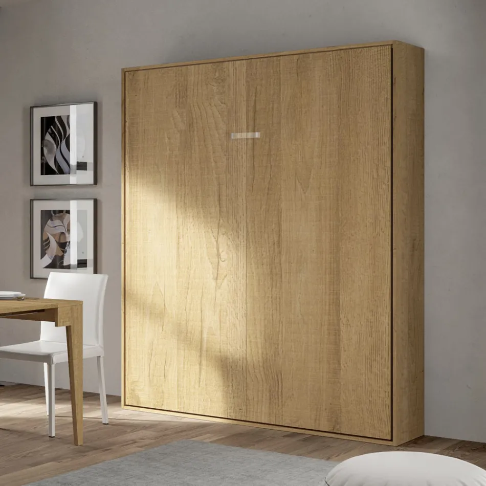 Vertical Foldaway Double Bed in Different Finishes - Magicompare Viadurini