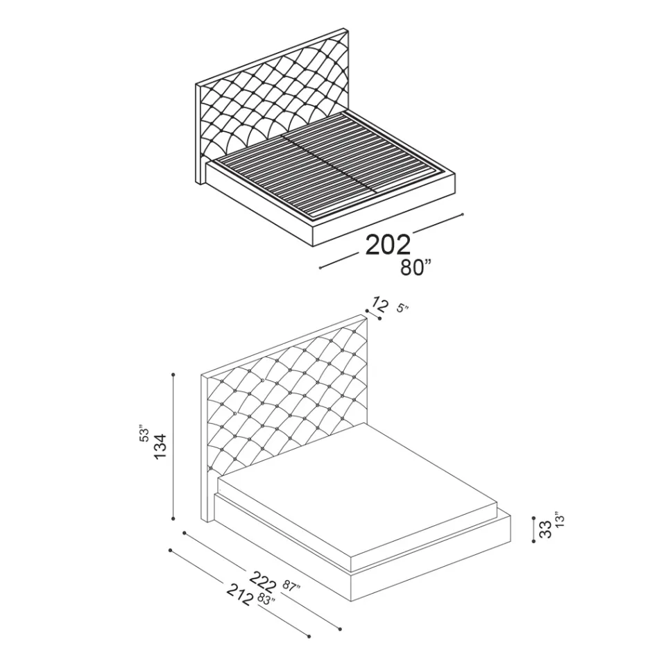 Capitonné Double Bed with Optional Storage Made in Italy - Sciocco Viadurini