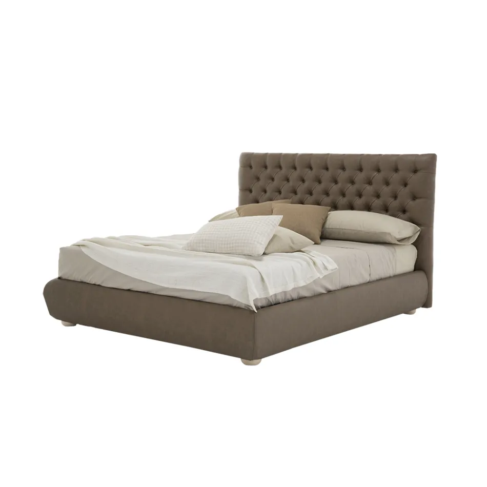 Classic Double Bed with Fabric or Eco-Leather Box Made in Italy – Lebanon Viadurini