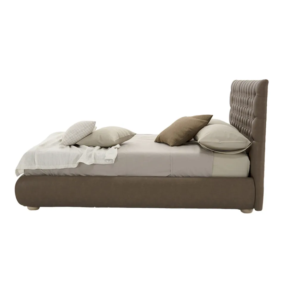 Classic Double Bed with Fabric or Eco-Leather Box Made in Italy – Lebanon Viadurini