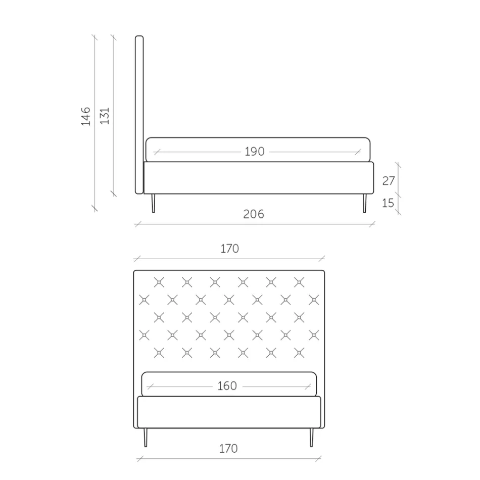 Double bed with storage box and base 160x190 Made in Italy - Sallie Viadurini