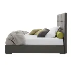 Double bed with box and king size headboard in fabric or eco-leather - Ponente Viadurini