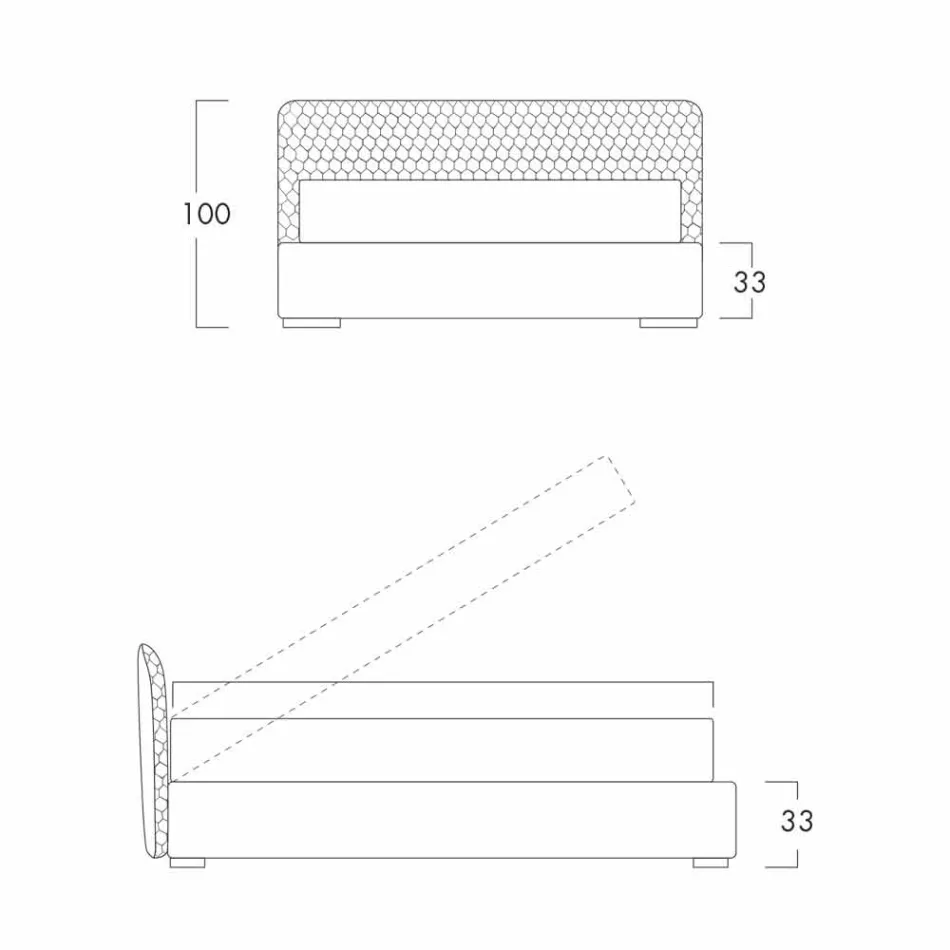 Double bed with upholstered box in Corolle fabric by Bolzan Viadurini
