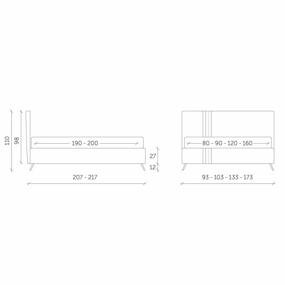 Double bed with padded drawer in eco-leather Made in Italy - Paolo Viadurini