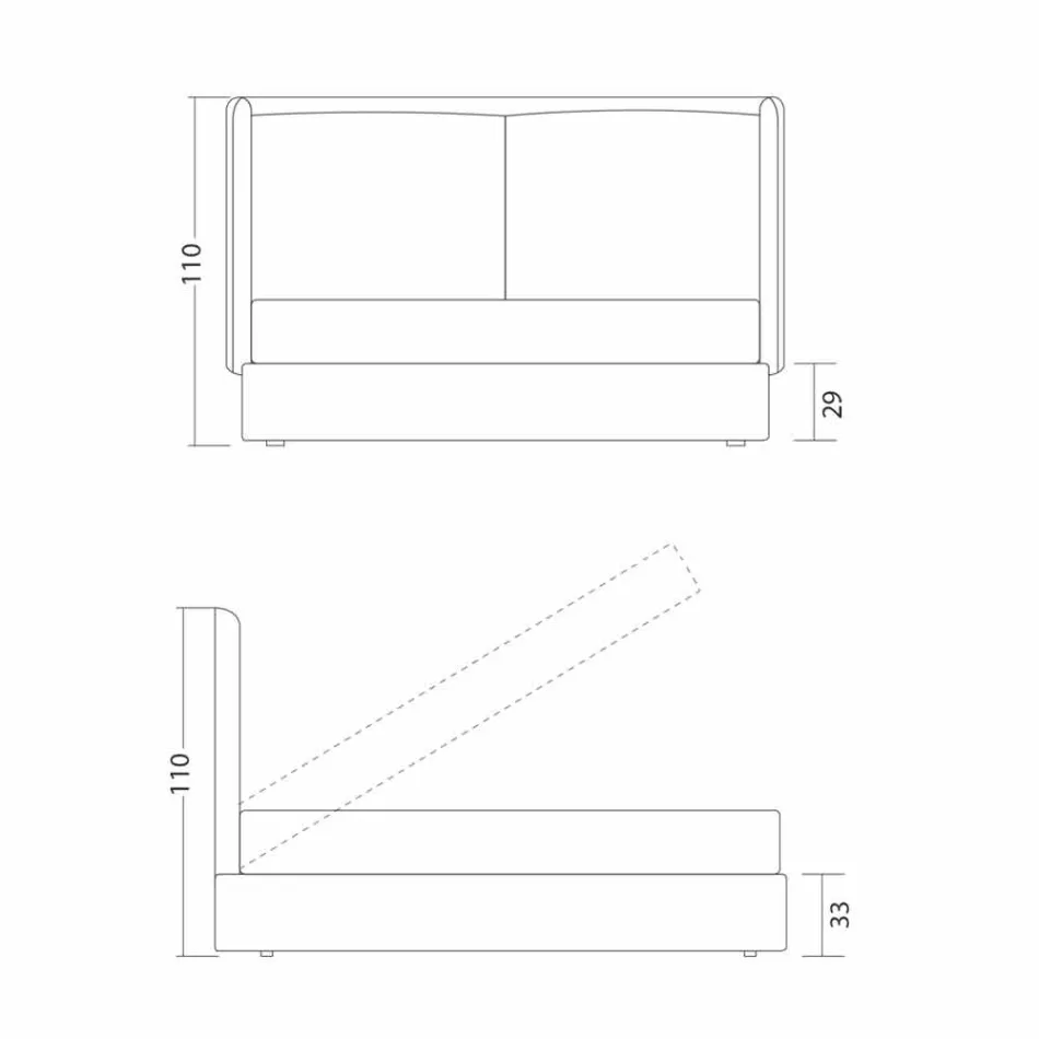 Double bed with storage unit, modern design, Kate by Bolzan Viadurini