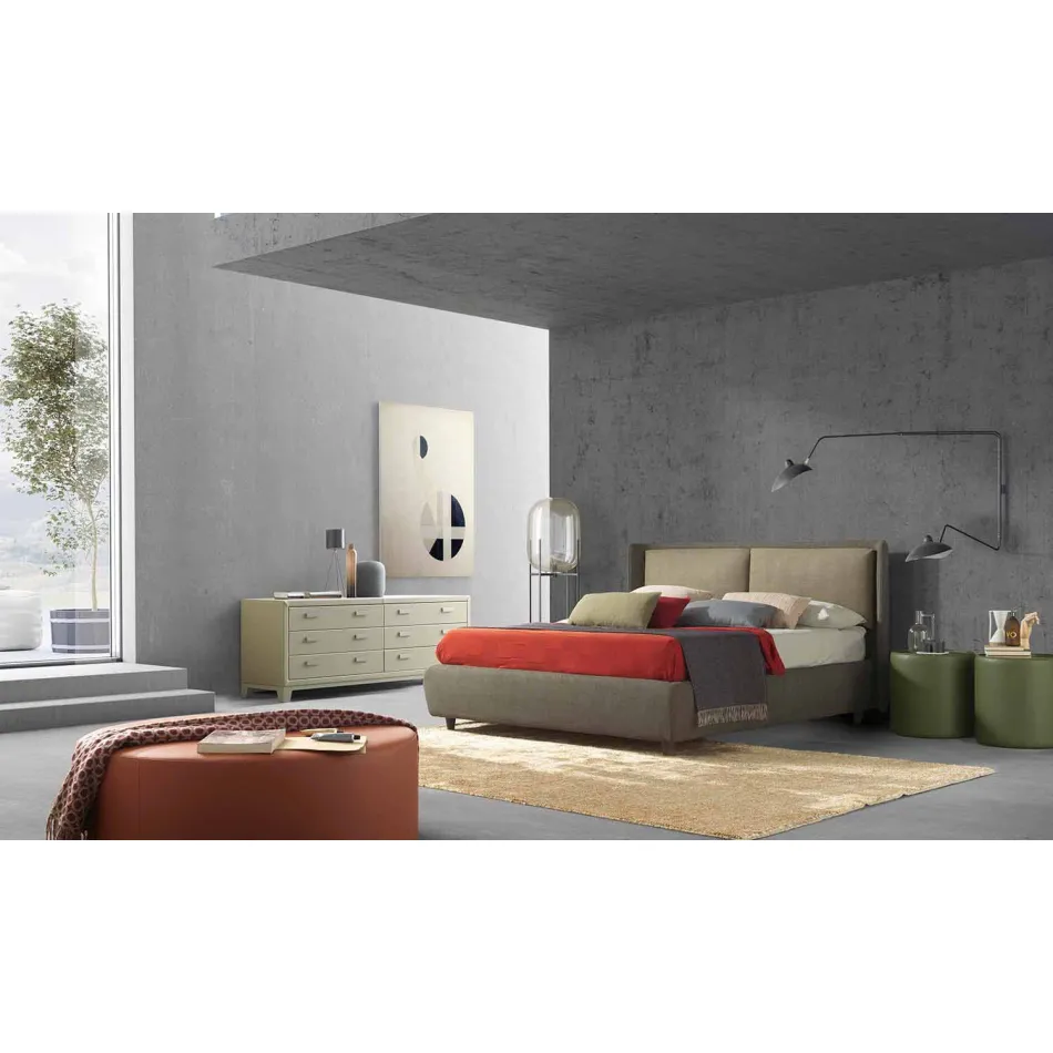 Double bed with storage unit, modern design, Kate by Bolzan Viadurini