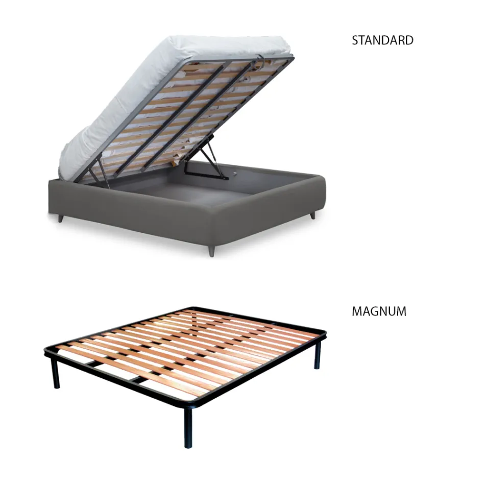 Double bed with upholstered bed frame in different finishes Made in Italy - Design Viadurini