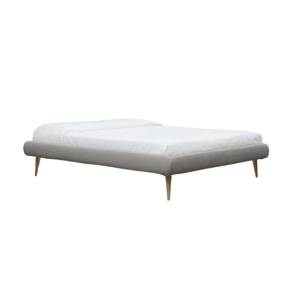 Double bed with upholstered bed frame in Made in Italy fabric - Rolly Viadurini