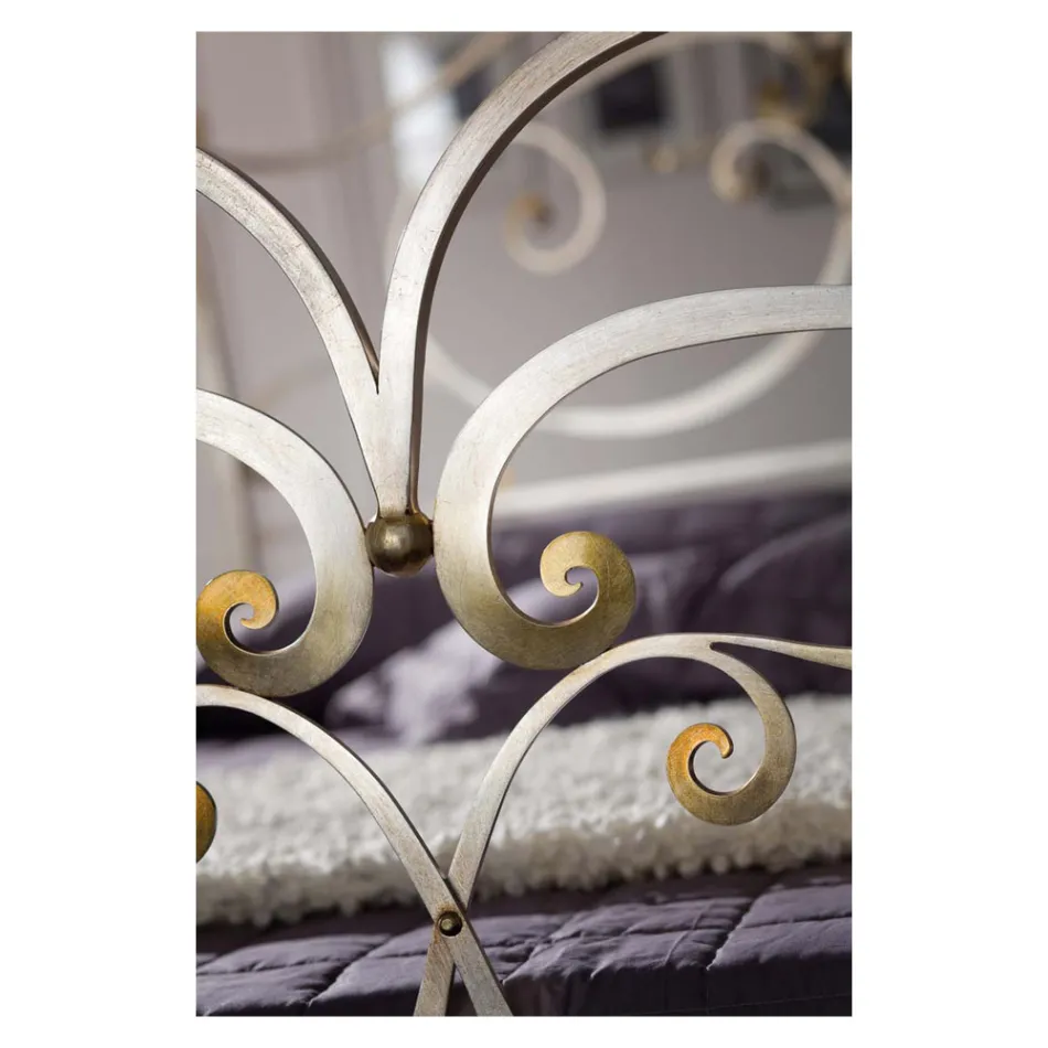 Double bed with coordinated iron footboard Made in Italy - Penny Viadurini