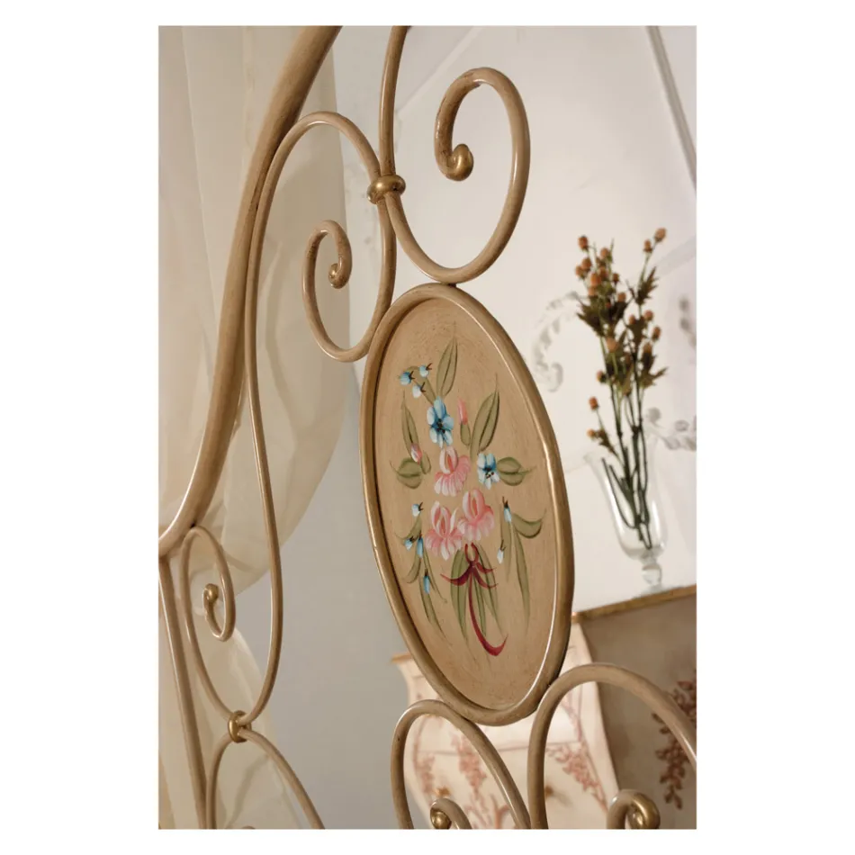 Double bed with coordinated tubular iron footboard Made in Italy - Chic Viadurini