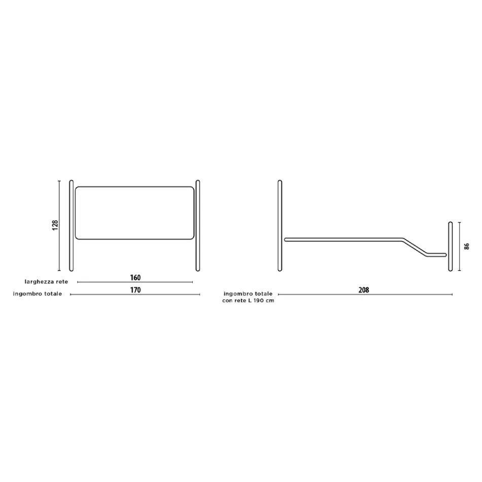 Double bed with coordinated tubular iron footboard Made in Italy - Chic Viadurini