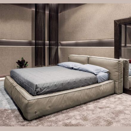 Double bed with optional bed base and storage unit Made in Italy - Ribelle Viadurini