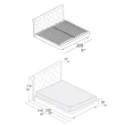 Double Bed with Wooden Structure Covered in Polyurethane - Overturned Viadurini