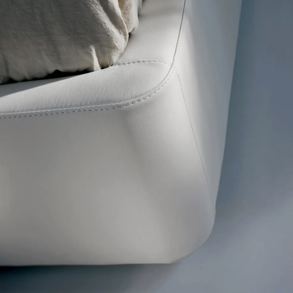 Double Bed with Wooden Structure Covered in Polyurethane - Overturned Viadurini