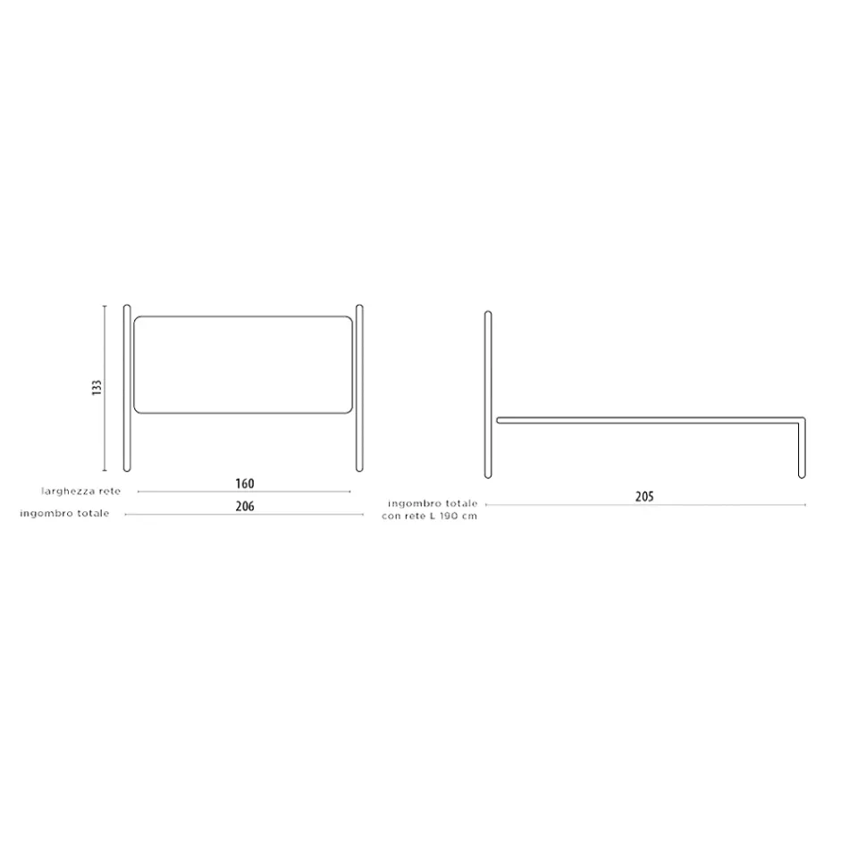 Double bed with headboard and bed frame in iron Made in Italy - Finish Viadurini