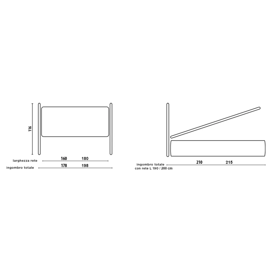 Double bed with padded headboard and feet Made in Italy - Aaron Viadurini
