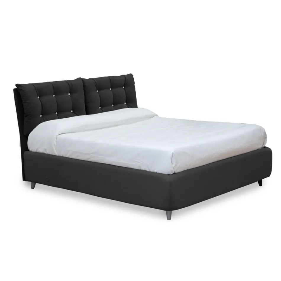 Double bed with padded headboard and feet Made in Italy - Aaron Viadurini
