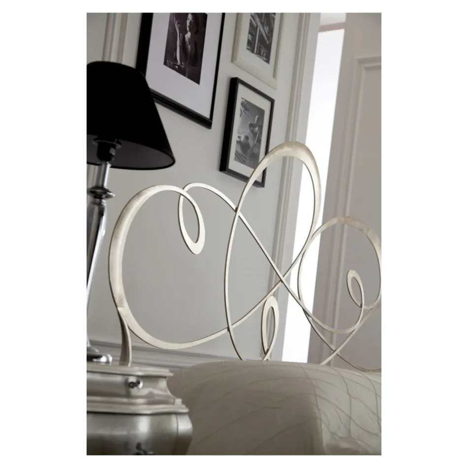 Double bed with solid iron headboard Made in Italy - Nebbia Viadurini