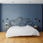 Double bed with solid iron headboard Made in Italy - Nebbia Viadurini