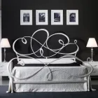Double bed with solid iron headboard Made in Italy - Nebbia Viadurini