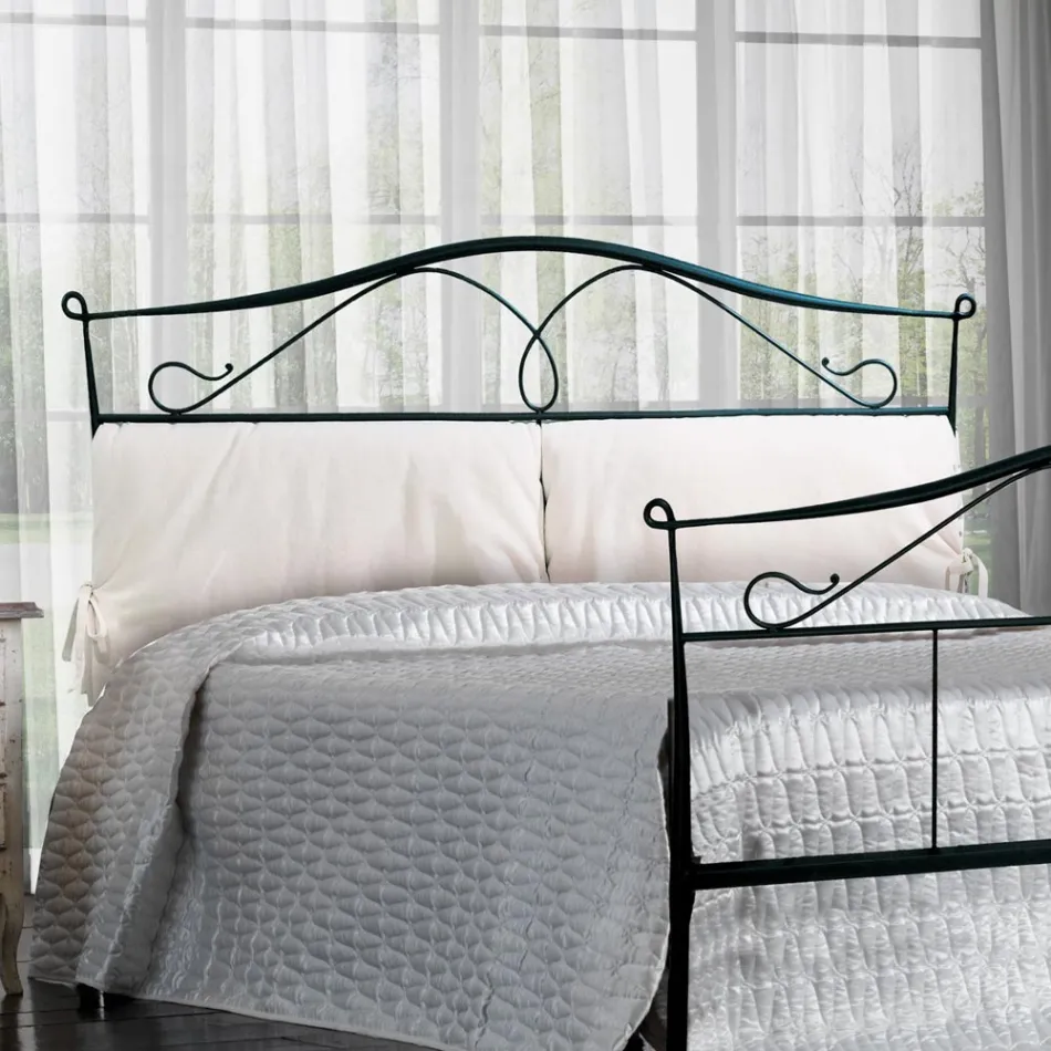 Double bed with tubular iron headboard Made in Italy - Copy Viadurini