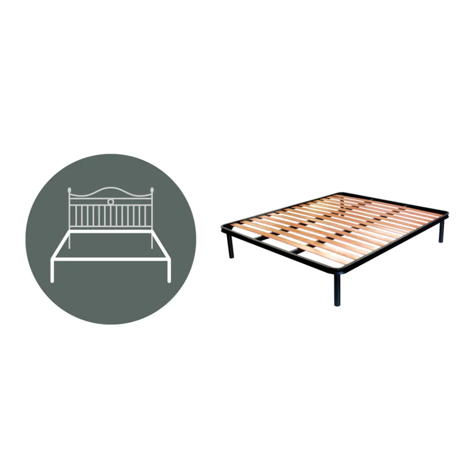 Double bed with tubular iron headboard Made in Italy - Kenzo Viadurini