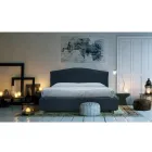 Double bed with upholstered headboard in Made in Italy fabric - Fulmine Viadurini