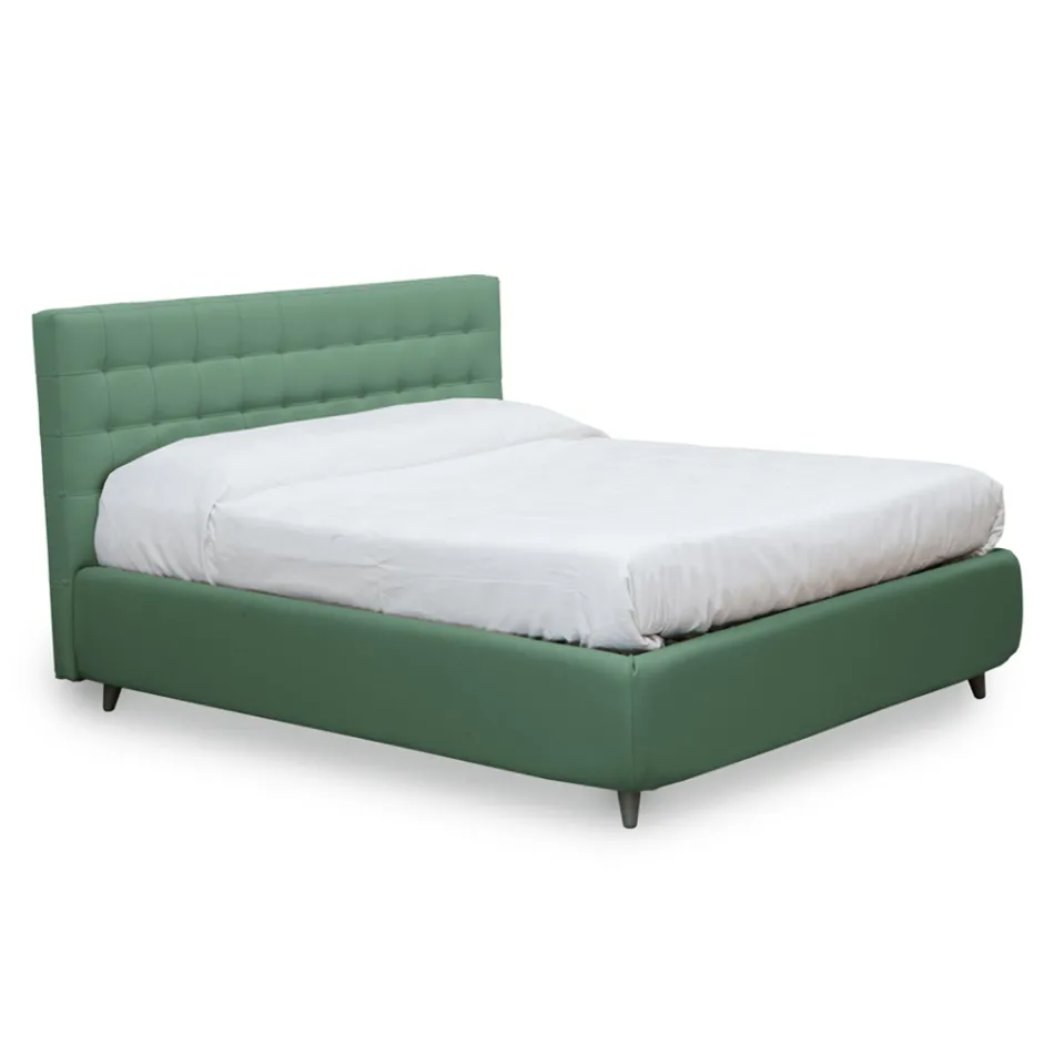 Double bed with headboard in eco-leather or fabric Made in Italy - Boet Viadurini