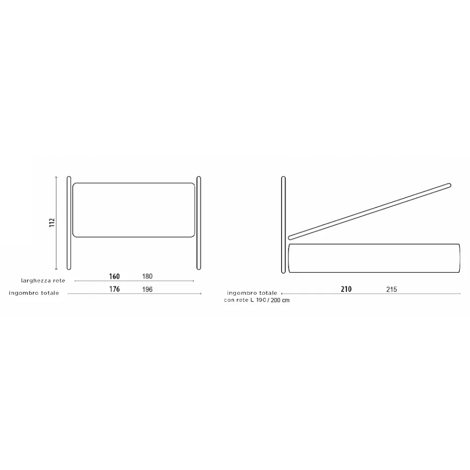 Double bed with headboard in eco-leather or fabric Made in Italy - Boet Viadurini