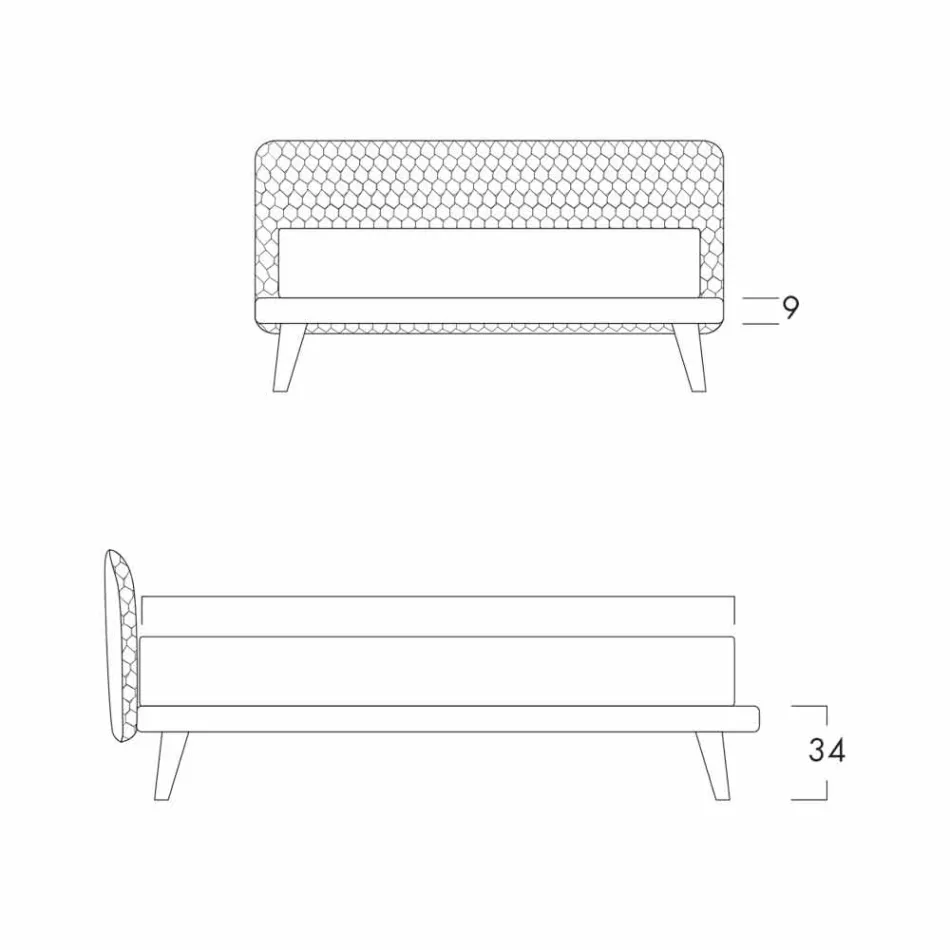 Design double bed upholstered in Corolle Bolzan fabric Viadurini