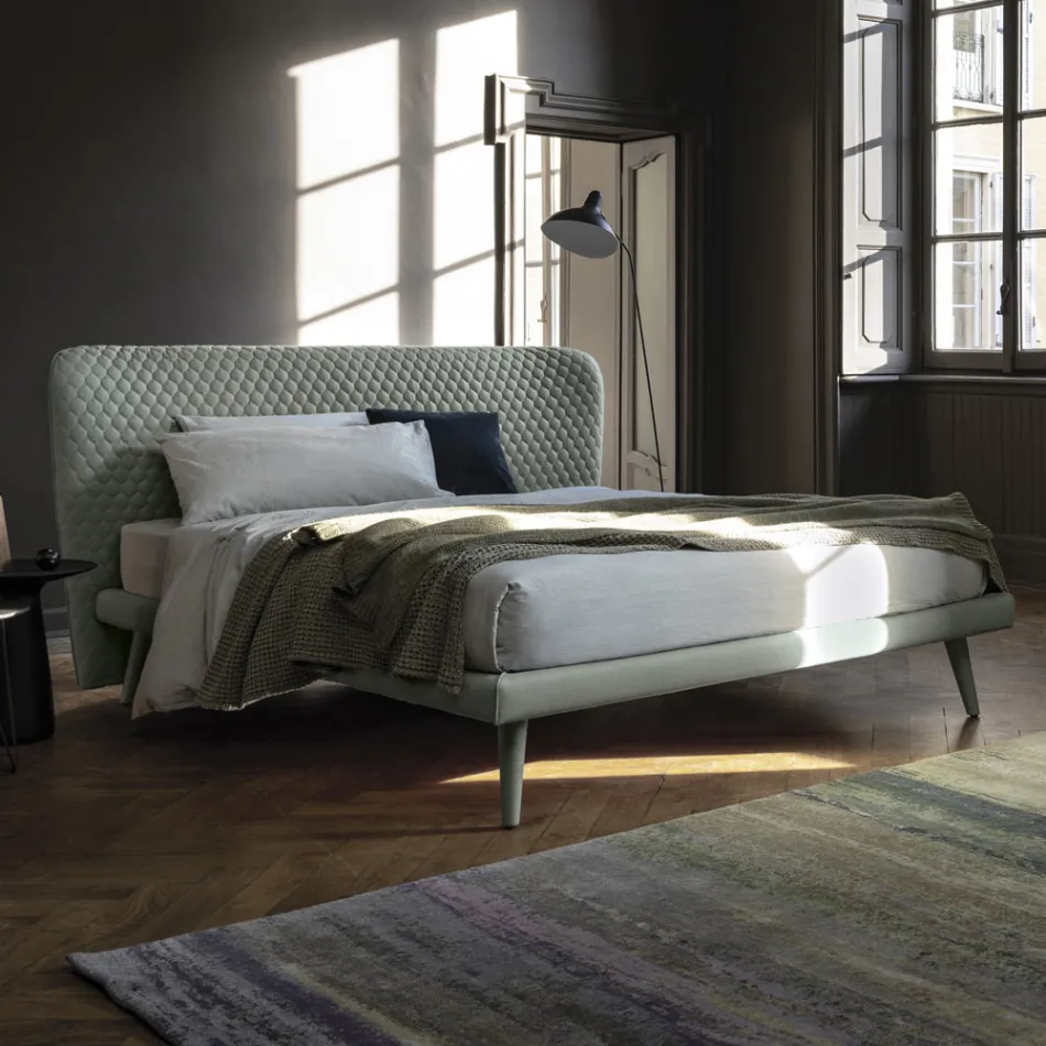 Double bed, without container, contemporary design Corolle by Bolzan Viadurini