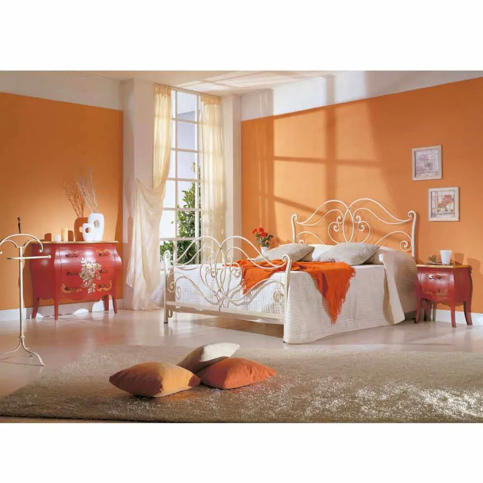 double bed of solid iron Allie design, made in Italy Viadurini