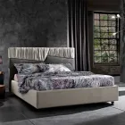 Modern Design Double Bed with Pleated or Quilted Headboard - Alano Viadurini