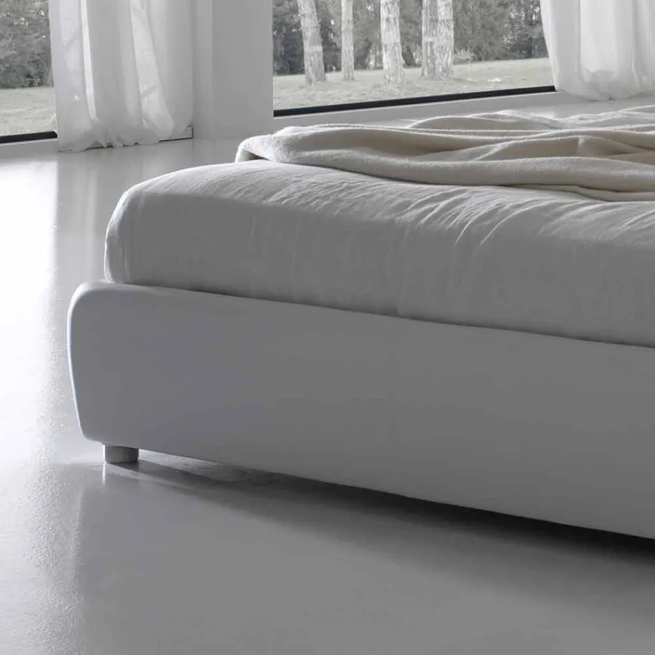 Padded double bed with box and capitonnè headboard Capri Bolzan Viadurini