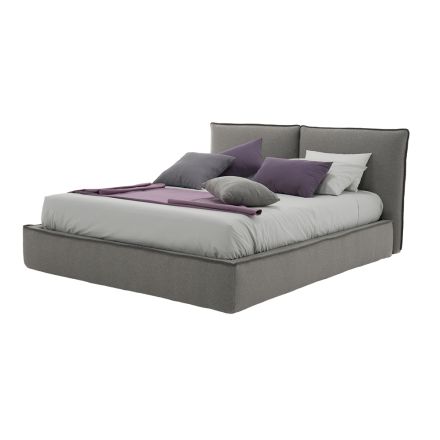 Upholstered double bed with chest of drawers in eco-leather or fabric - Notre Dame Viadurini