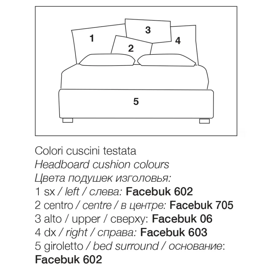 Upholstered Double Bed with Fabric Storage Unit - Belle Viadurini