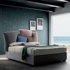 Upholstered Double Bed with Fabric Storage Unit - Belle Viadurini