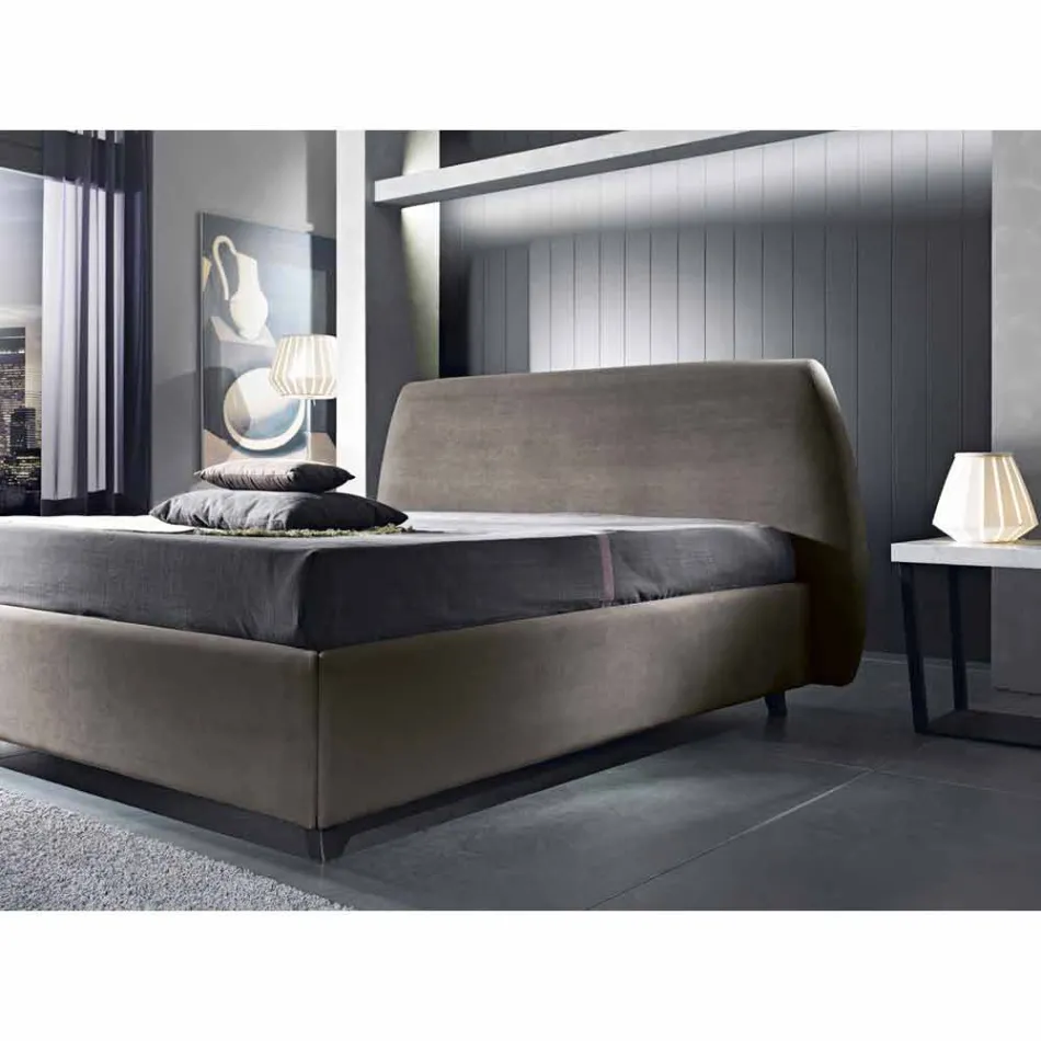 Padded double bed with modern container 160x190 / 200 Reby Viadurini
