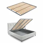 Upholstered Double Bed with Fabric Container Made in Italy - Pebble Viadurini