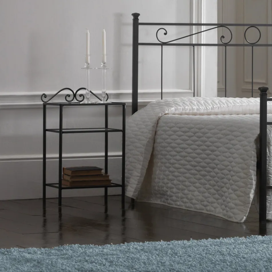 Upholstered Double Bed with Mattress and 2 Bedside Tables Made in Italy - Rolly Viadurini