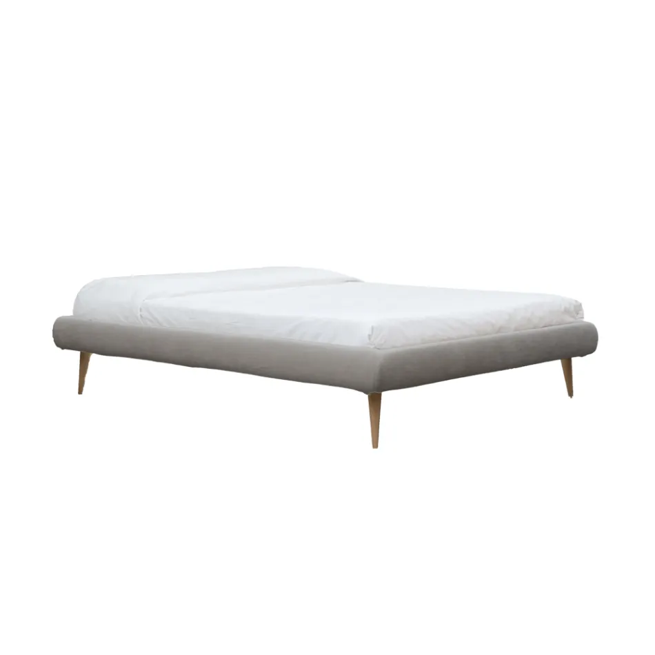 Upholstered Double Bed with Mattress and 2 Bedside Tables Made in Italy - Rolly Viadurini