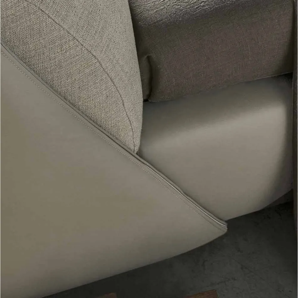 Double Bed Padded and Covered in Fabric and Leather Made in Italy - Lula Viadurini