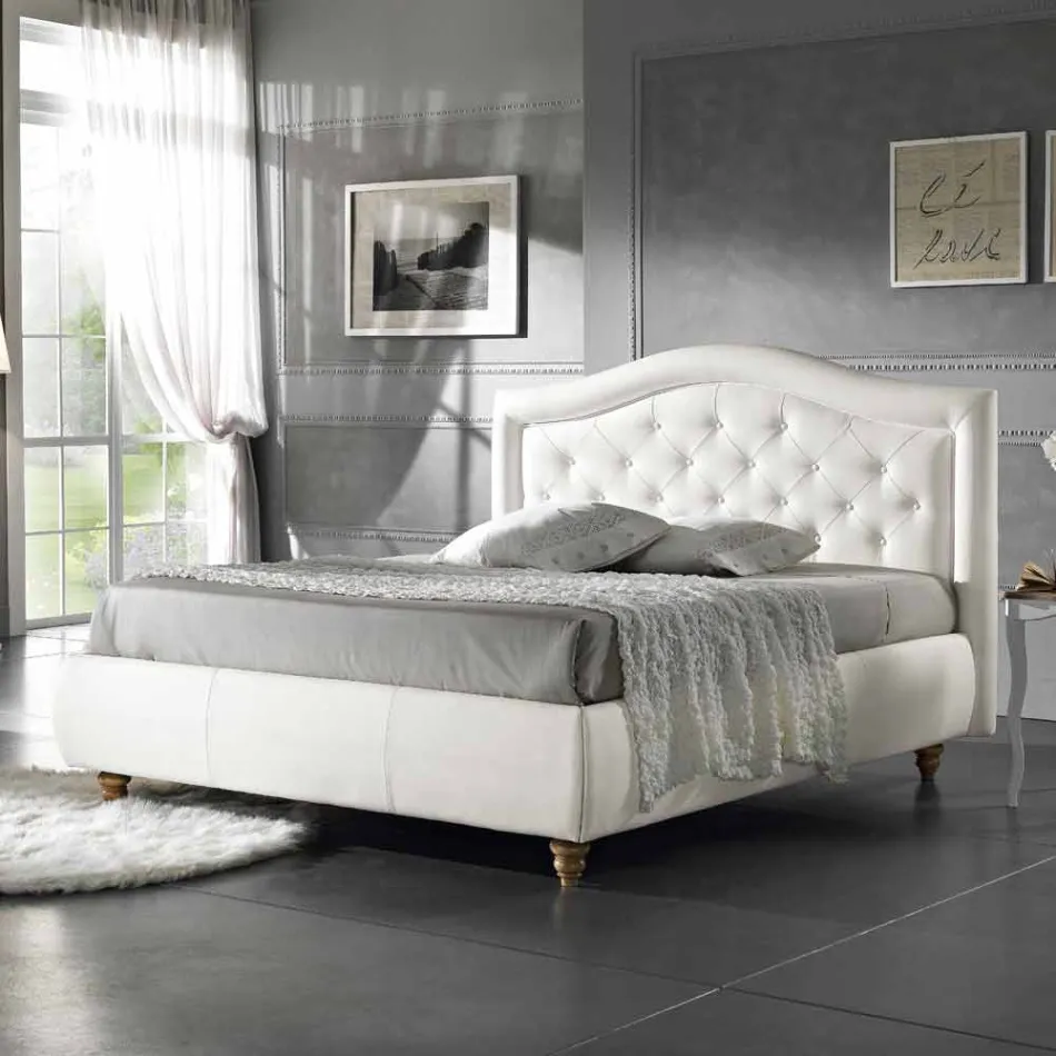 Imitation leather upholstered double bed with box 160x190 / 200 cm Agly Viadurini