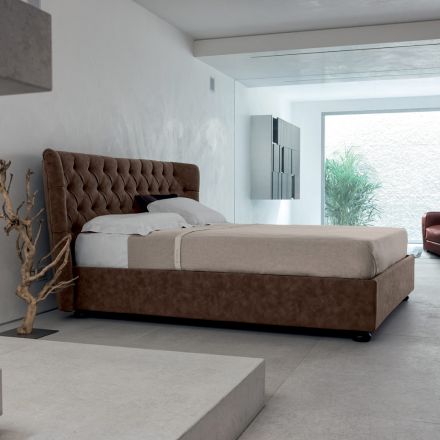 Double Bed Upholstered in Polyurethane Foam Made in Italy - Capriccio Viadurini