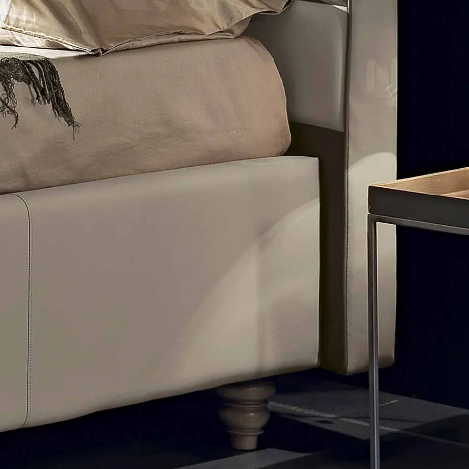 Imitation leather double bed with storage box 160x190 / 200 cm Gin Viadurini