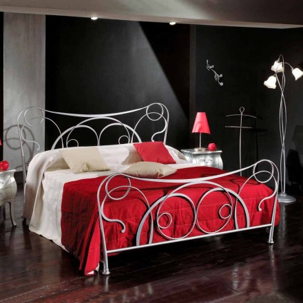 Double bed in iron craft with tapered legs Zoe Viadurini